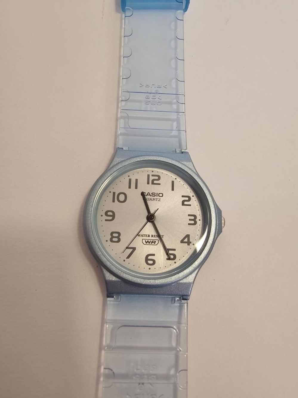 NWT Casio MQ-24S-2B Blue Translucent Analog Slim Minimalist Unisex Watch